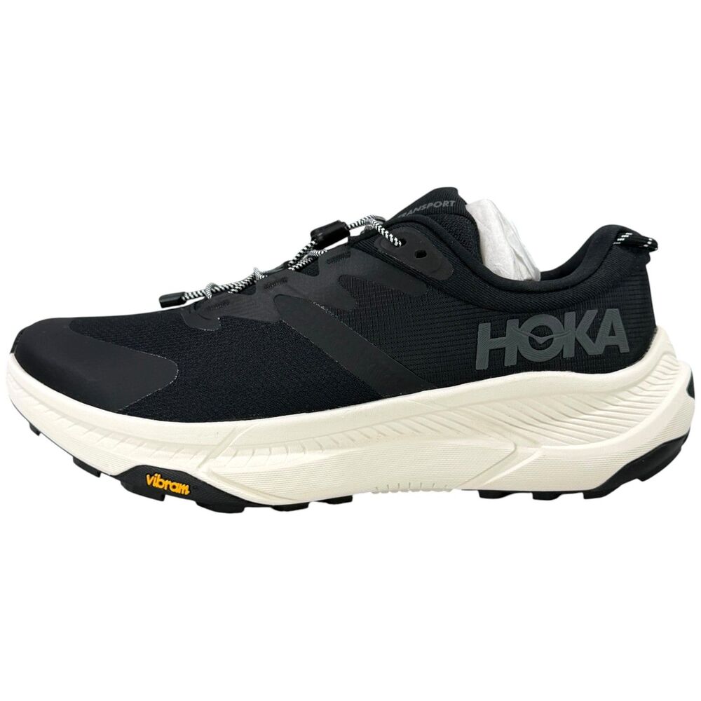 Hoka Transport Womens Athletic Sneakers Black Alabaster Size 10D Wide Vibram NIB